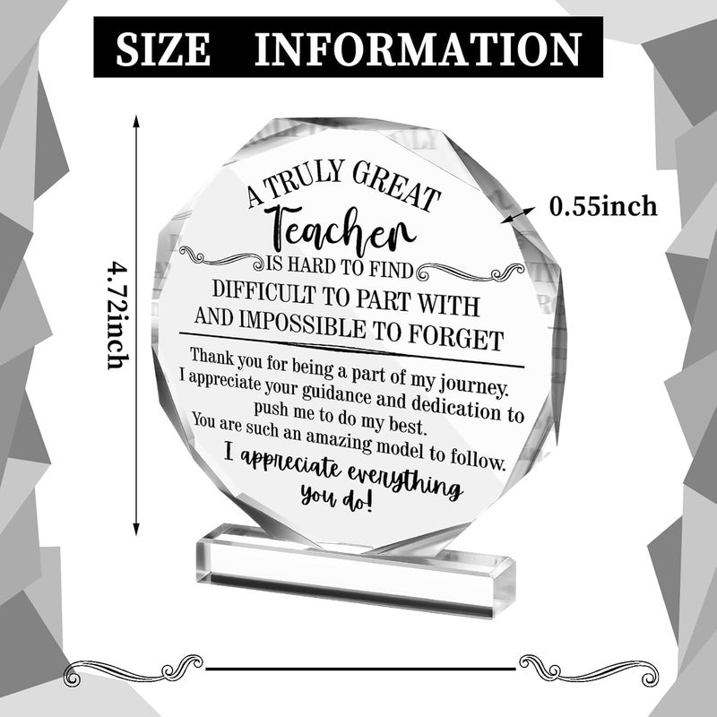 Perthlin Acrylic Teacher Appreciation Gifts for Women Teacher Christmas Gifts Thank You Teachers Gift from Student Retirement Present for Office Desk Paperweight Keepsake Decor(Elegant Nonagon) - Image 3